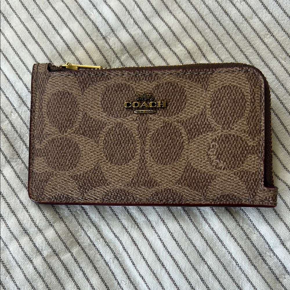 Coach Tan and Brown Monogram Pouch
